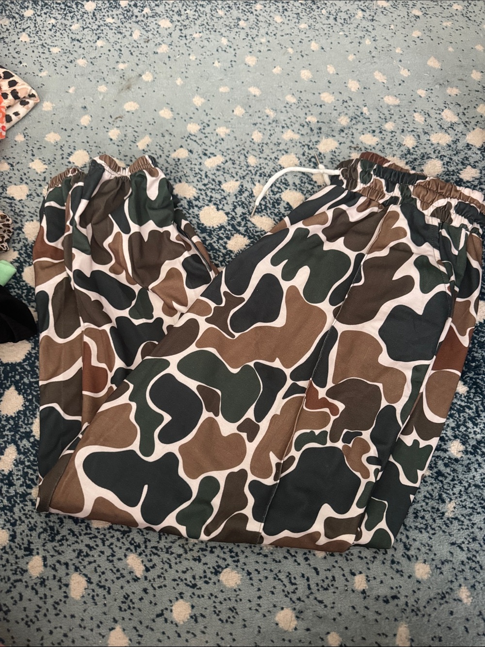 Women’s Camouflage Print Drawstring Pants - Green/Brown
